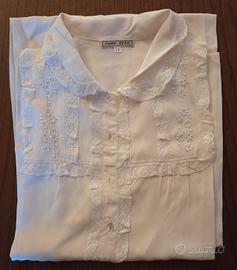Camicia da notte vintage, in seta. color panna. 