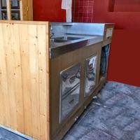 Bancone bar professionale vintage acciaio-legno