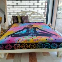 Letto Palma rattan decapato bianco