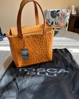 BORSA TOSCA BLU IN VERA PELLE