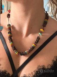 Collana donna boho etnica perle colorate