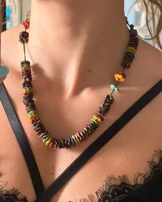 Collana donna boho etnica perle colorate