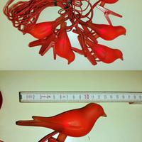 Luci Natale 5 Uccellini rossi vetro Piselli Incand