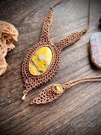 Collana in Macramè con diaspro Bumblebee