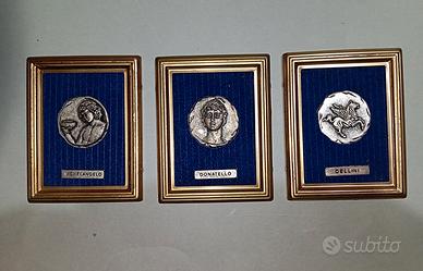 Set 3 Quadretti Stock, Medaglie Argentate,"Capolav