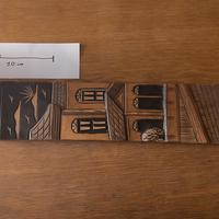 Pannello legno intagliato paesaggio urbano vintage