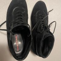 Prada Linea Rossa sneakers alte camoscio nero