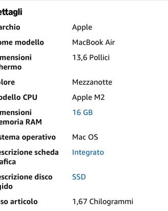 Apple 2022 MacBook Air Portatile