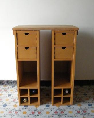2 Cassettiere/PortaBottiglie in legno, OttimoStato