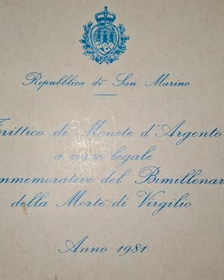 Trittico monete argento San Marino 1981