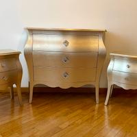 Comò e 2 comodini, stile Barocco moderno