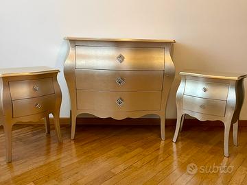 Comò e 2 comodini, stile Barocco moderno