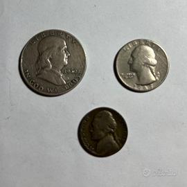 USA Franklin 1960 + 5 cents 1944-D + quarter 1967