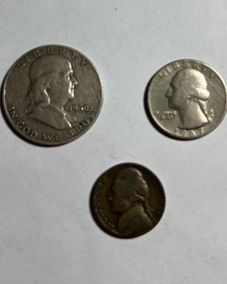 USA Franklin 1960 + 5 cents 1944-D + quarter 1967