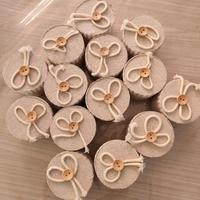 14 scatolette x confetti ricoperte lino beige con 