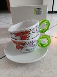set 2 tazze cappucc. c/piattini Guzzini 