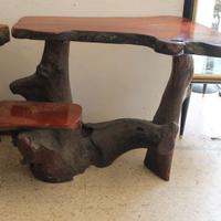 Tavolino tronco più seduta in legno