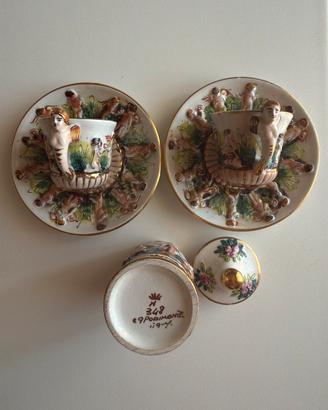 Set caffe Capodimonte- decorazione in oro