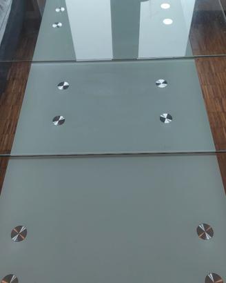Tavolo Vetro Allungabile 160->200cm Bianco Tempera