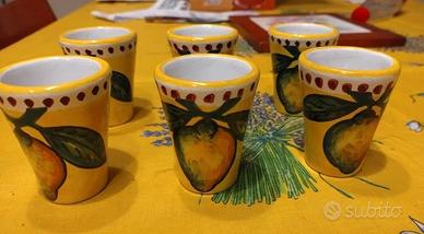 6 bicchierini ceramica di Vietri gialli