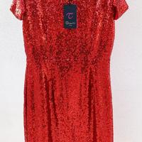 Vestito foderato con paillettes rosso TU nuovo