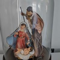 Trio natività con cupola in vetro presepe 