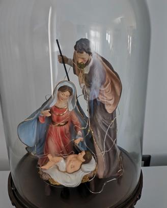 Trio natività con cupola in vetro presepe 