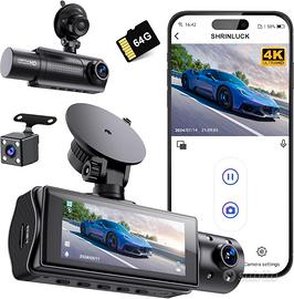 Dash Cam Auto 4K WiFi 3-Canali Scheda SD 64G NUOVA