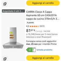 Cappa nuova da 60 cm. in acciaio,  mai usata 