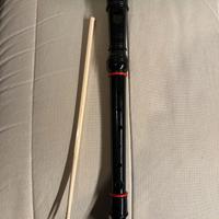 Flauto dolce nero con bacchetta e custodia