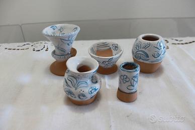 Set vasi mignon maiolica in stile calligrafico dip