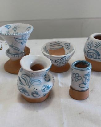 Set vasi mignon maiolica in stile calligrafico dip