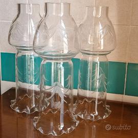 Set 3 paralumi in vetro inciso per lampada