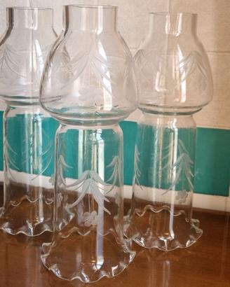 Set 3 paralumi in vetro inciso per lampada