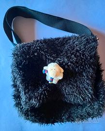Borsa Nici vintage Y2K in ecopelliccia nera