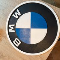 Logo stemma da garage bmw 38cm quadro in legno