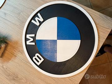Logo stemma da garage bmw 38cm quadro in legno