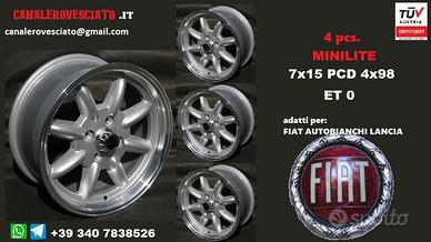 Cerchi minilite 15 pollici 4x98 Fiat 124 500 131