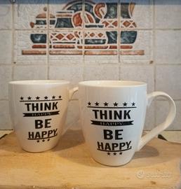 Coppia di tazze mug "Think Happy Be Happy"