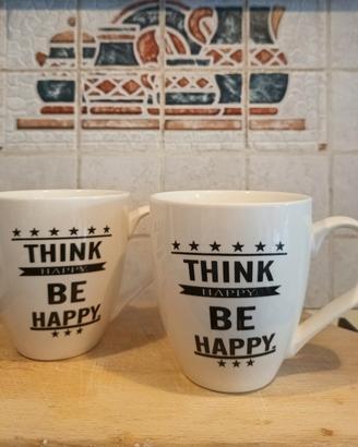 Coppia di tazze mug "Think Happy Be Happy"