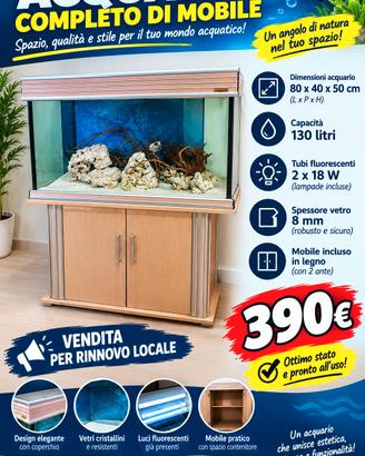 ACQUARIO NUOVO 130 LITRI 