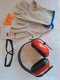 Kit DPI: Guanti Pelle, Cuffie, Occhiali, Tappi