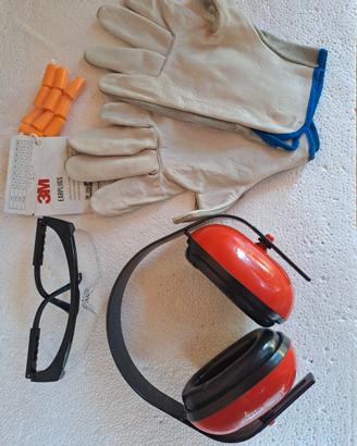 Kit DPI: Guanti Pelle, Cuffie, Occhiali, Tappi