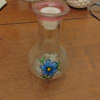 Bottiglia vintage in vetro decorata a mano - Olier