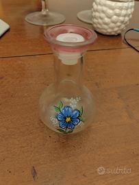 Bottiglia vintage in vetro decorata a mano - Olier