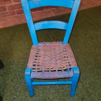Sedia seggiolina in legno vintage artigianale 