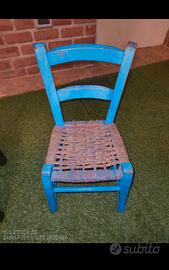 Sedia seggiolina in legno vintage artigianale 