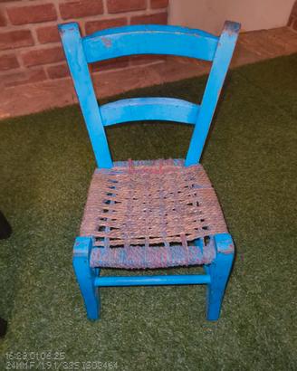 Sedia seggiolina in legno vintage artigianale 