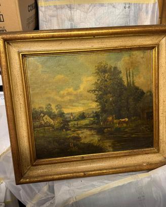 Quadro d'epoca olio su tela Paesaggio primi 900
