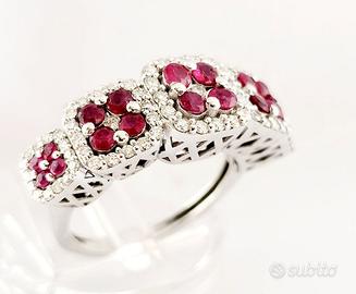 Anello riviera Donna Oro Rosa Diamanti e Rubini